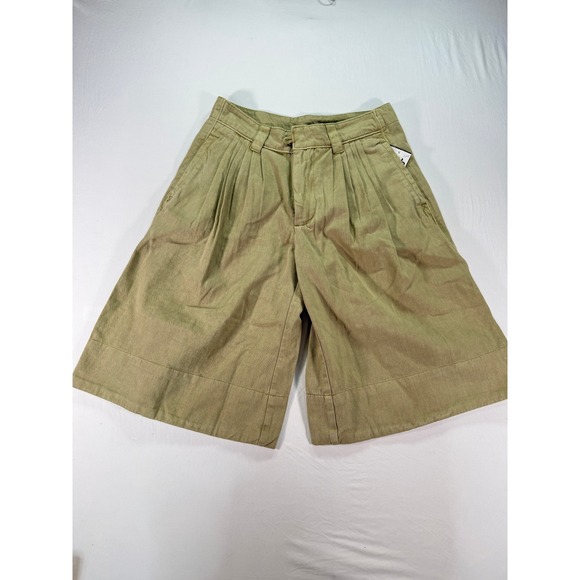 Free People Pants - Free People Pleated Wide Leg Shorts Women's Size 2 Olive Green Cotton Chino